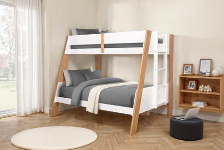 Delbin White/Natural Twin/Full Bunk Bed from Furniture of America - Luna Furniture