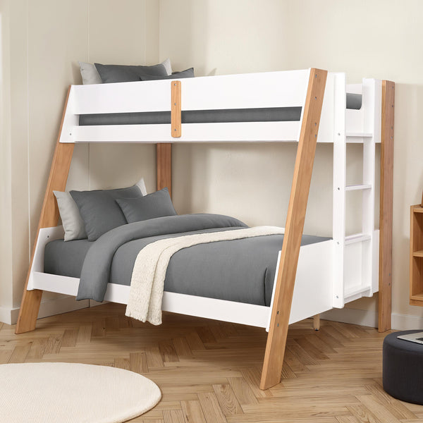 Delbin White/Natural Twin/Full Bunk Bed