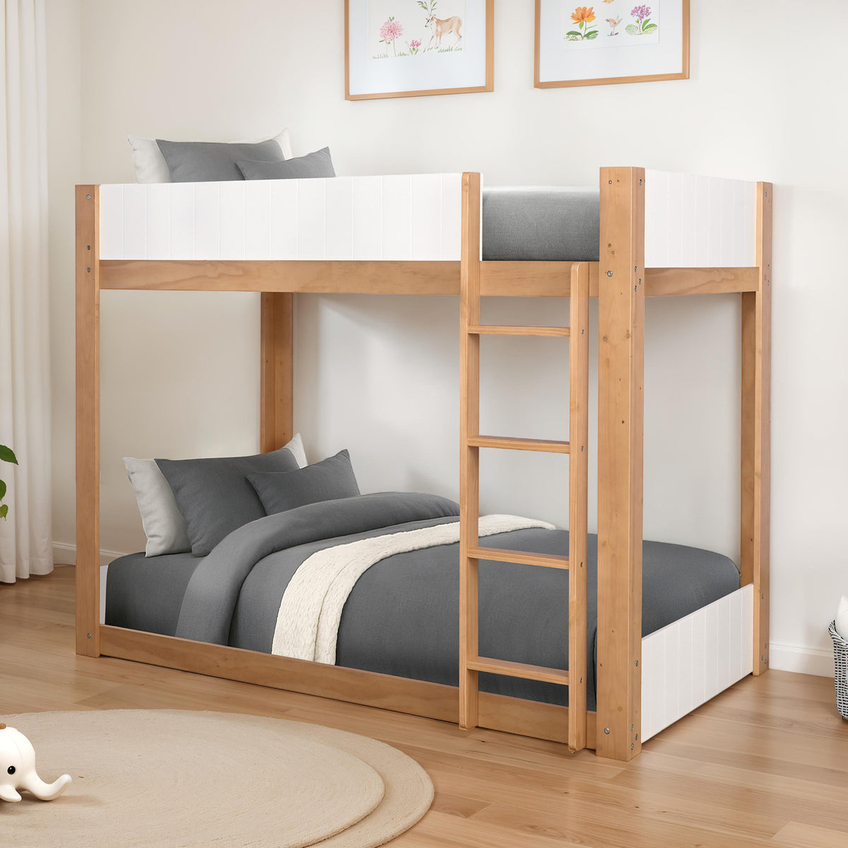 Terri White/Natural Twin/Twin Bunk Bed from Furniture of America - Luna Furniture