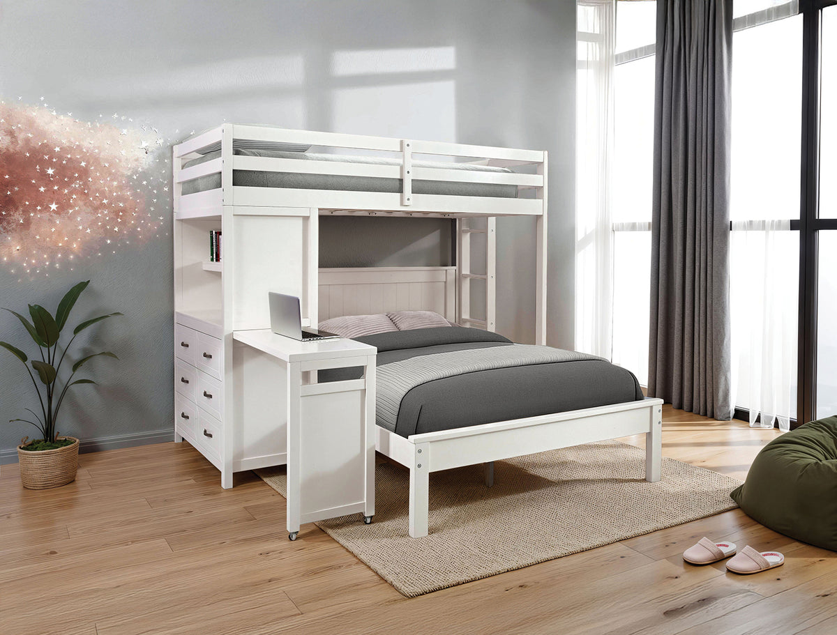 Aludra White Loft Bed from Furniture of America - Luna Furniture