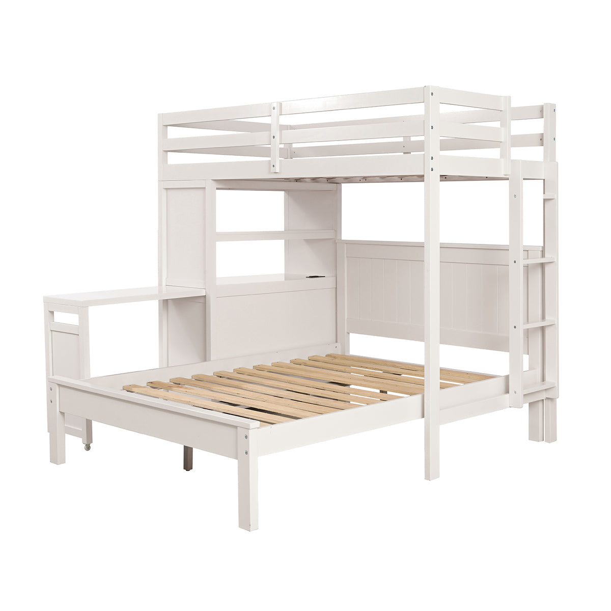Aludra White Loft Bed With Full Bed from Furniture of America - Luna Furniture