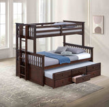 University Dark Walnut Twin/Full Bunk Bed from Furniture of America - Luna Furniture
