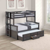 University Stain Gray Twin/Full Bunk Bed from Furniture of America - Luna Furniture