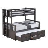 University Stain Gray Twin/Full Bunk Bed from Furniture of America - Luna Furniture