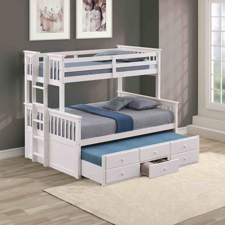 University White Twin/Full Bunk Bed from Furniture of America - Luna Furniture