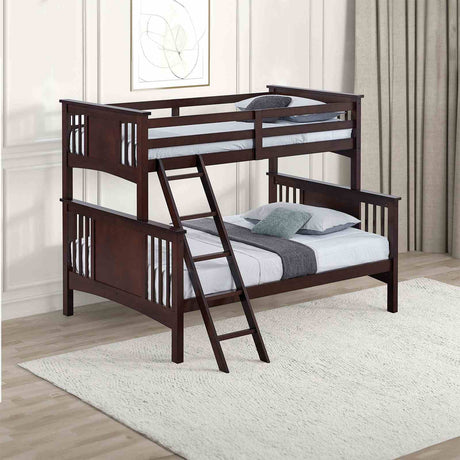 Spring Creek Dark Walnut Twin/Full Bunk Bed from Furniture of America - Luna Furniture