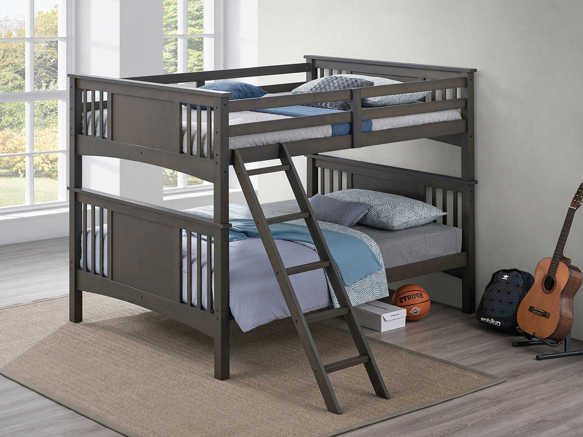 Spring Creek Stain Gray Full/Full Bunk Bed from Furniture of America - Luna Furniture