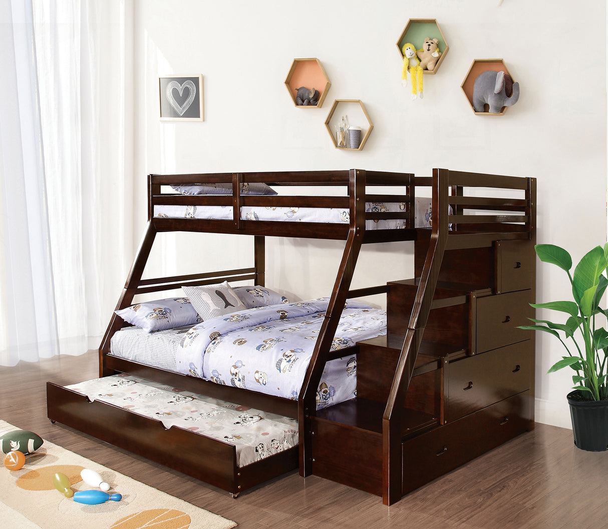 Ellington Espresso Twin/Full Bunk Bed from Furniture of America - Luna Furniture