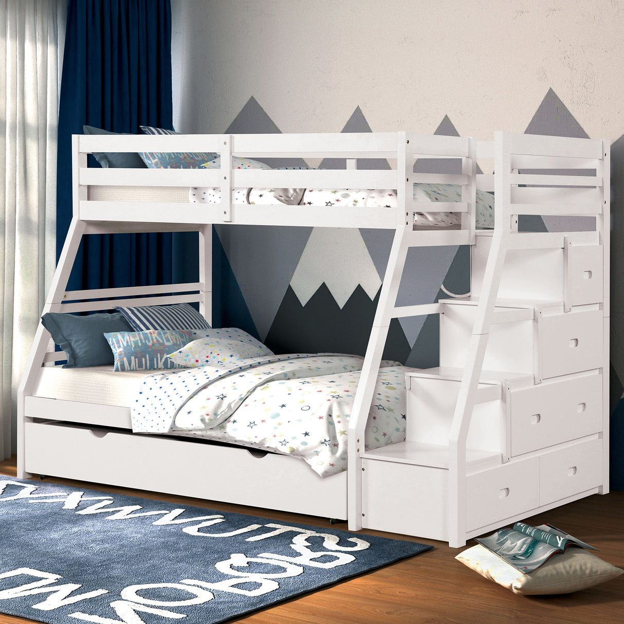 Ellington White Twin/Full Bunk Bed from Furniture of America - Luna Furniture