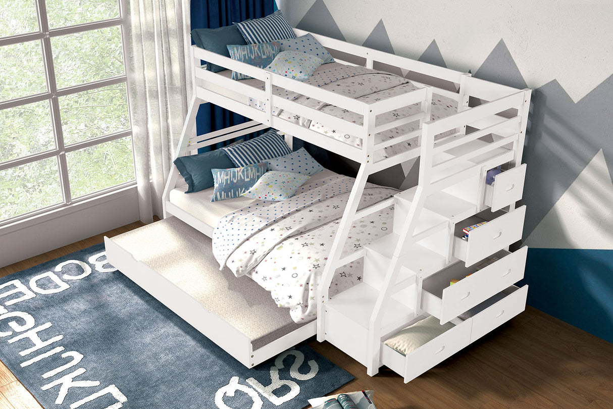 Ellington White Twin/Full Bunk Bed from Furniture of America - Luna Furniture