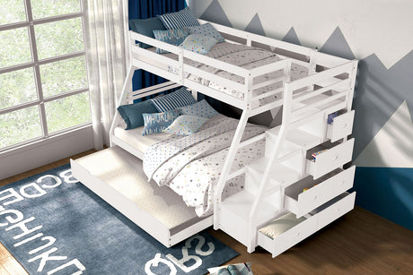 Ellington White Twin/Full Bunk Bed with Trundle from Furniture of America - Luna Furniture