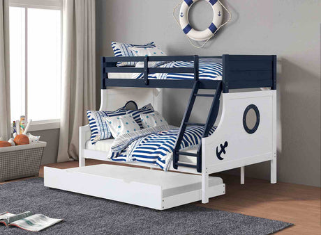 Nautia Blue/White Twin/Full Bunk Bed from Furniture of America - Luna Furniture
