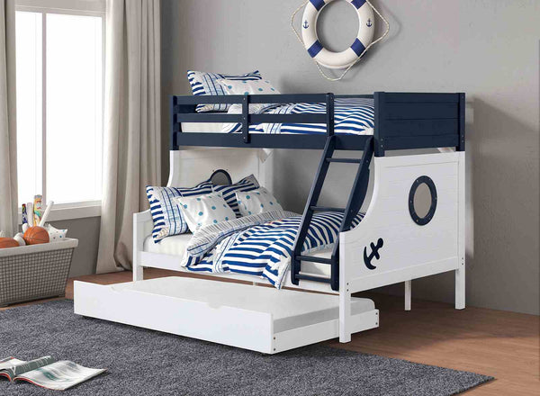 Nautia Blue/White Twin/Full Bunk Bed