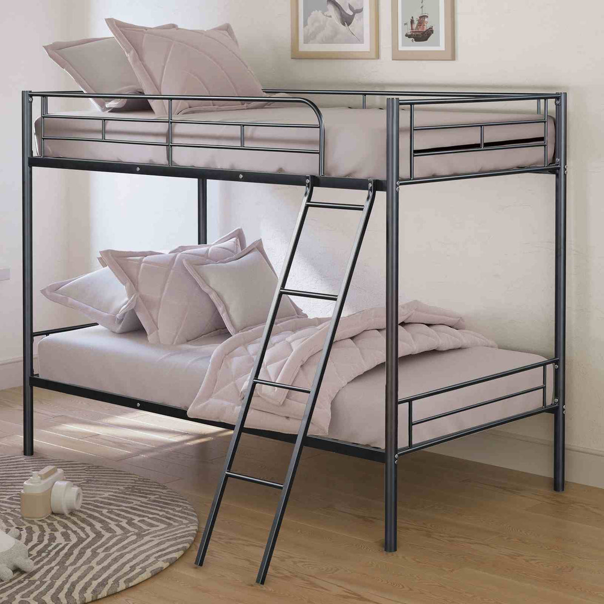 Hector Black Twin/Twin Metal Bunkbed from Furniture of America - Luna Furniture