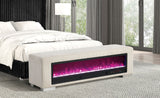 Elnath Beige Bench w/ Visual Crystal Fireplace from Furniture of America - Luna Furniture