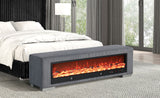 Elnath Gray Bench w/ Visual Wood Log Fireplace from Furniture of America - Luna Furniture