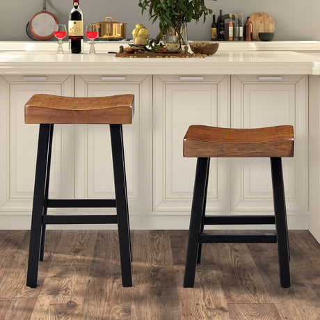 Biasca Oak/Black 24" Stool from Furniture of America - Luna Furniture