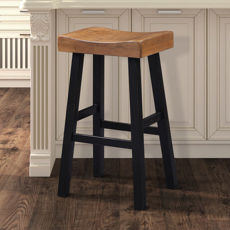 Biasca Oak/Black 29" Stool from Furniture of America - Luna Furniture