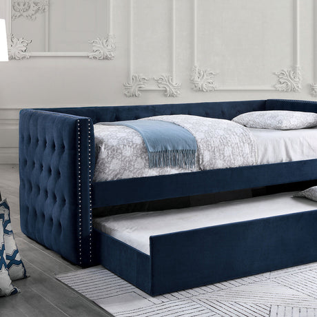 Susanna Navy Daybed w/ Trundle from Furniture of America - Luna Furniture