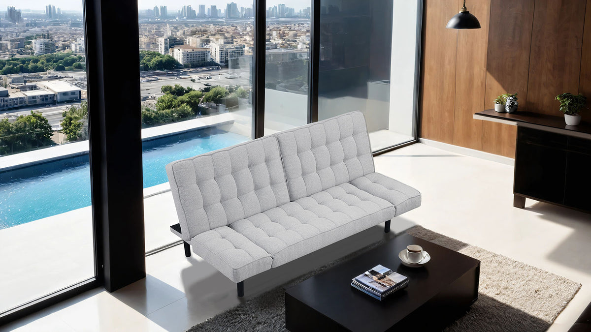 Bellevue Light Gray Futon Sofa Bed from Furniture of America - Luna Furniture