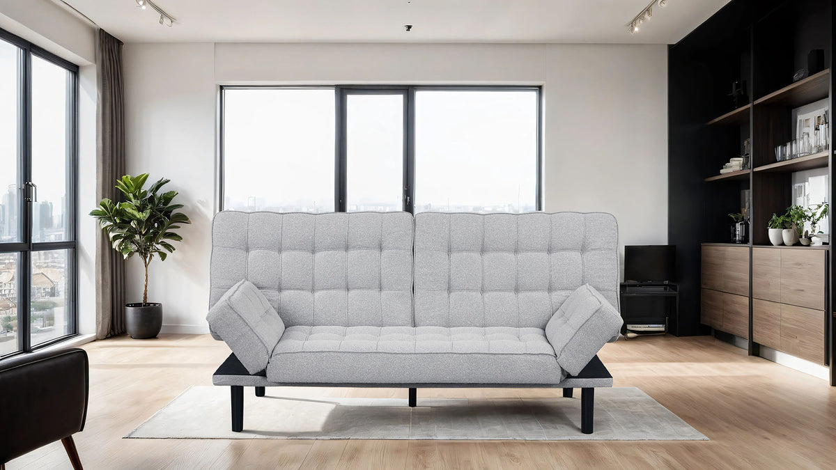 Bellevue Light Gray Futon Sofa Bed from Furniture of America - Luna Furniture