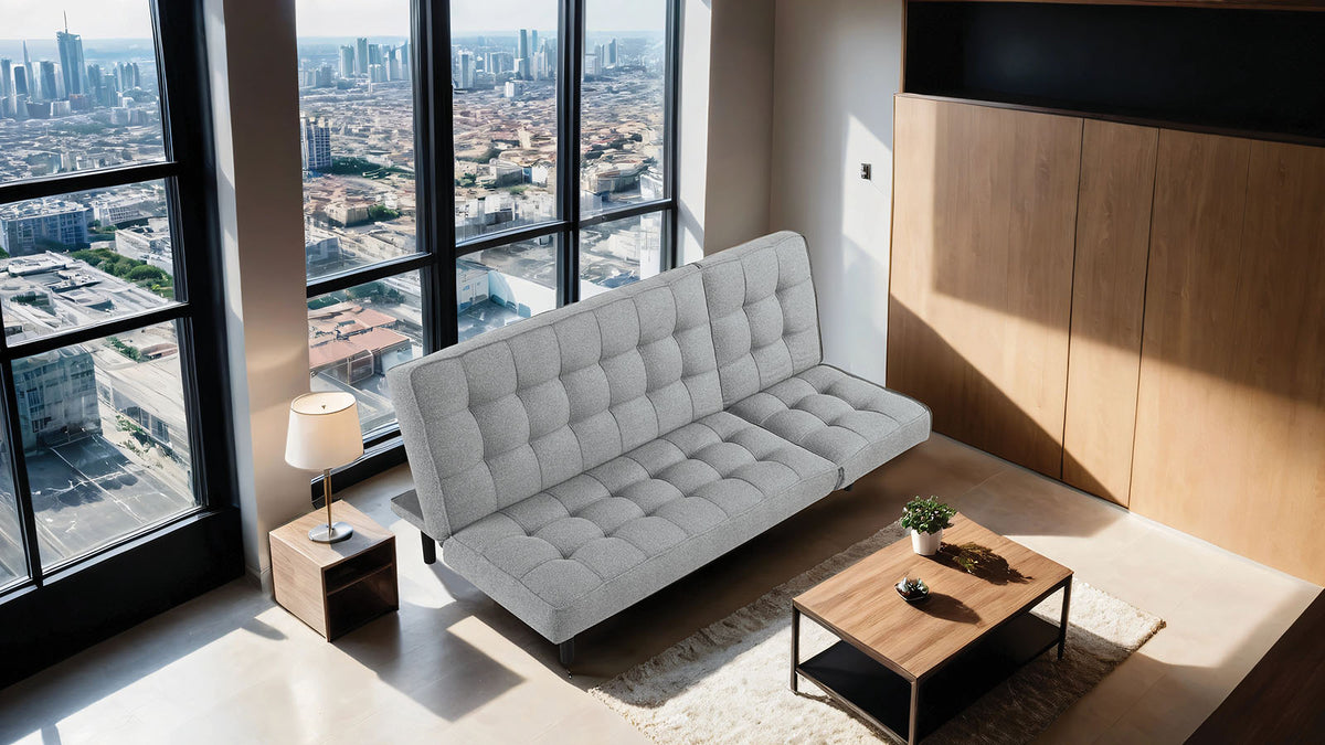 Naperville Light Gray Futon Sofa Bed from Furniture of America - Luna Furniture