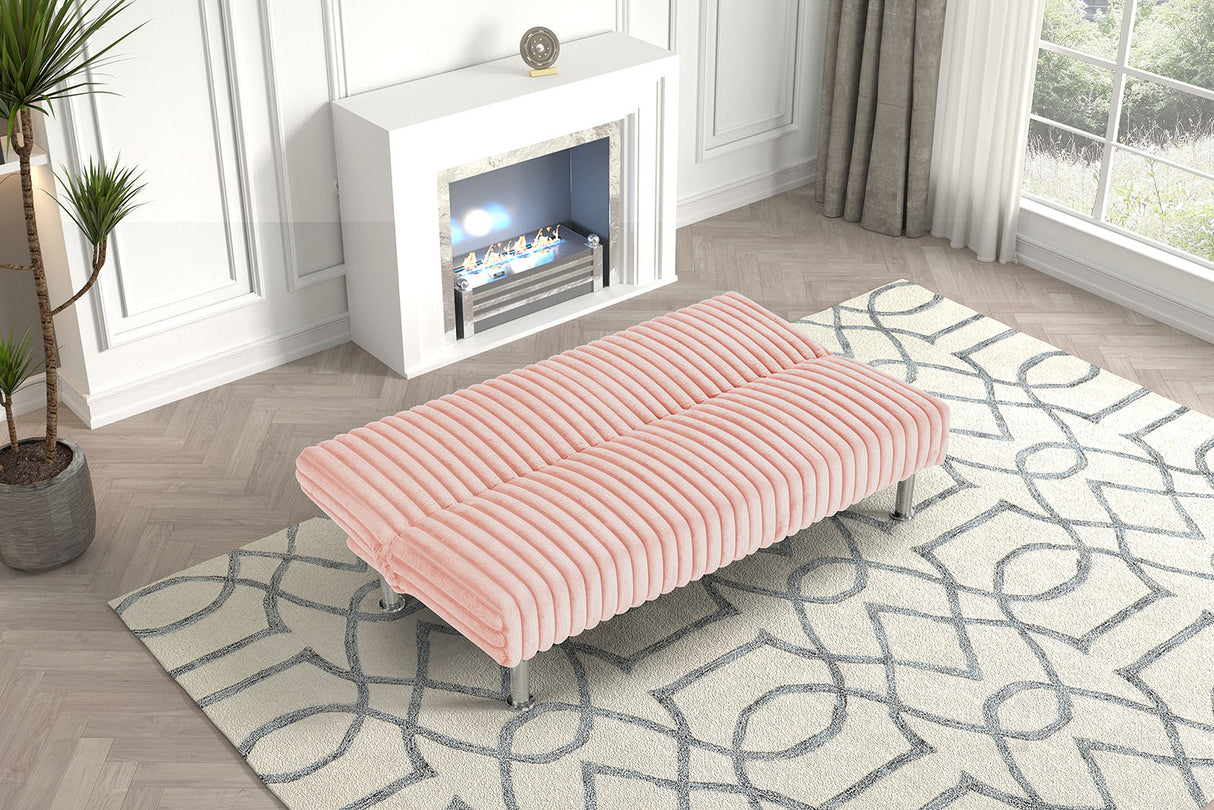 Hinwil Pink Futon Sofa Bed from Furniture of America - Luna Furniture