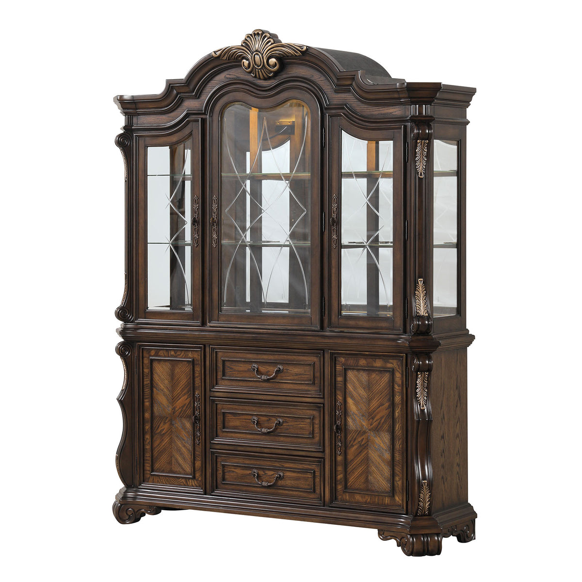 Leovanni Dark Brown Hutch And Buffet from Furniture of America - Luna Furniture