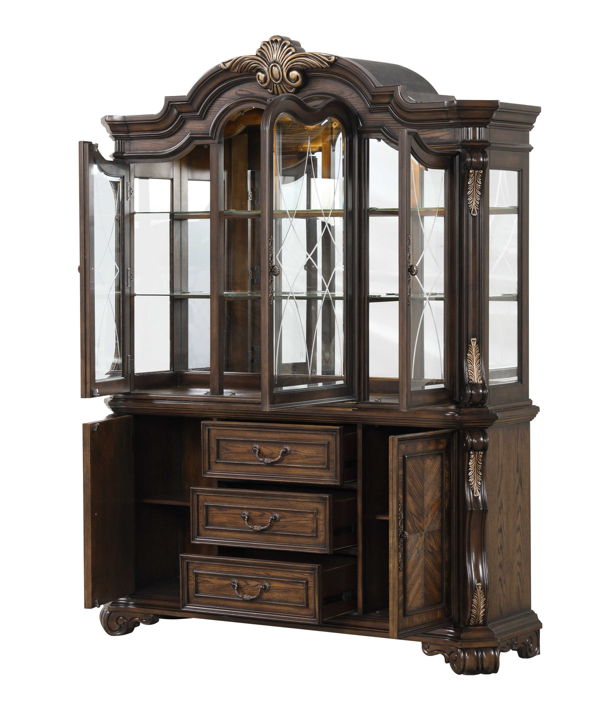 Leovanni Dark Brown Hutch And Buffet from Furniture of America - Luna Furniture