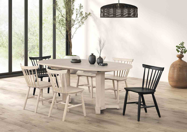 Hines White Oak/Black 7-Piece Dining Room Set