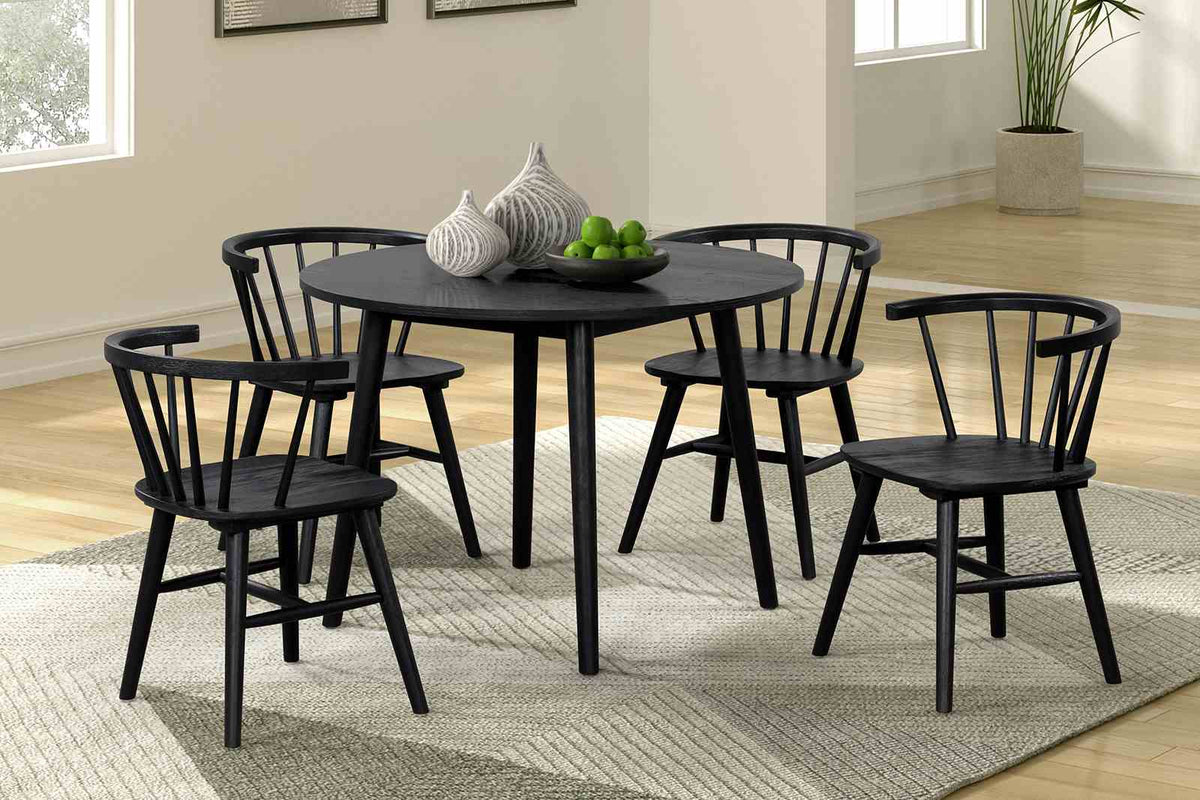 Yate Black Mid-Century Round Dining Room Set from Furniture of America - Luna Furniture