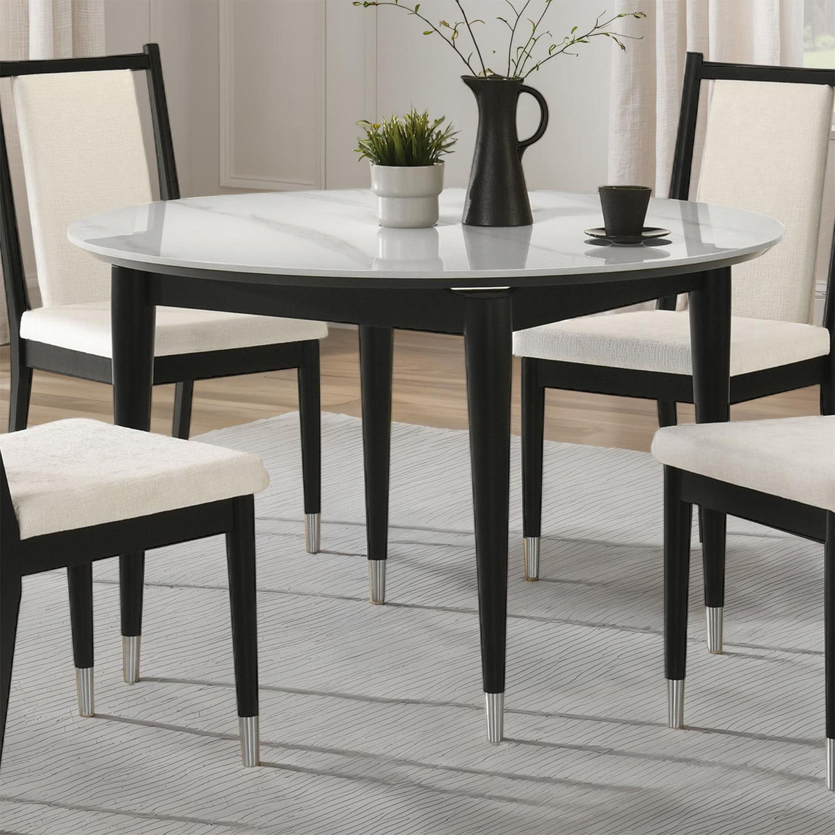 Maidstone Black/White 5-Piece Round Dining Room Set from Furniture of America - Luna Furniture