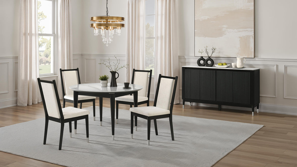 Maidstone Black/White 5-Piece Round Dining Room Set from Furniture of America - Luna Furniture