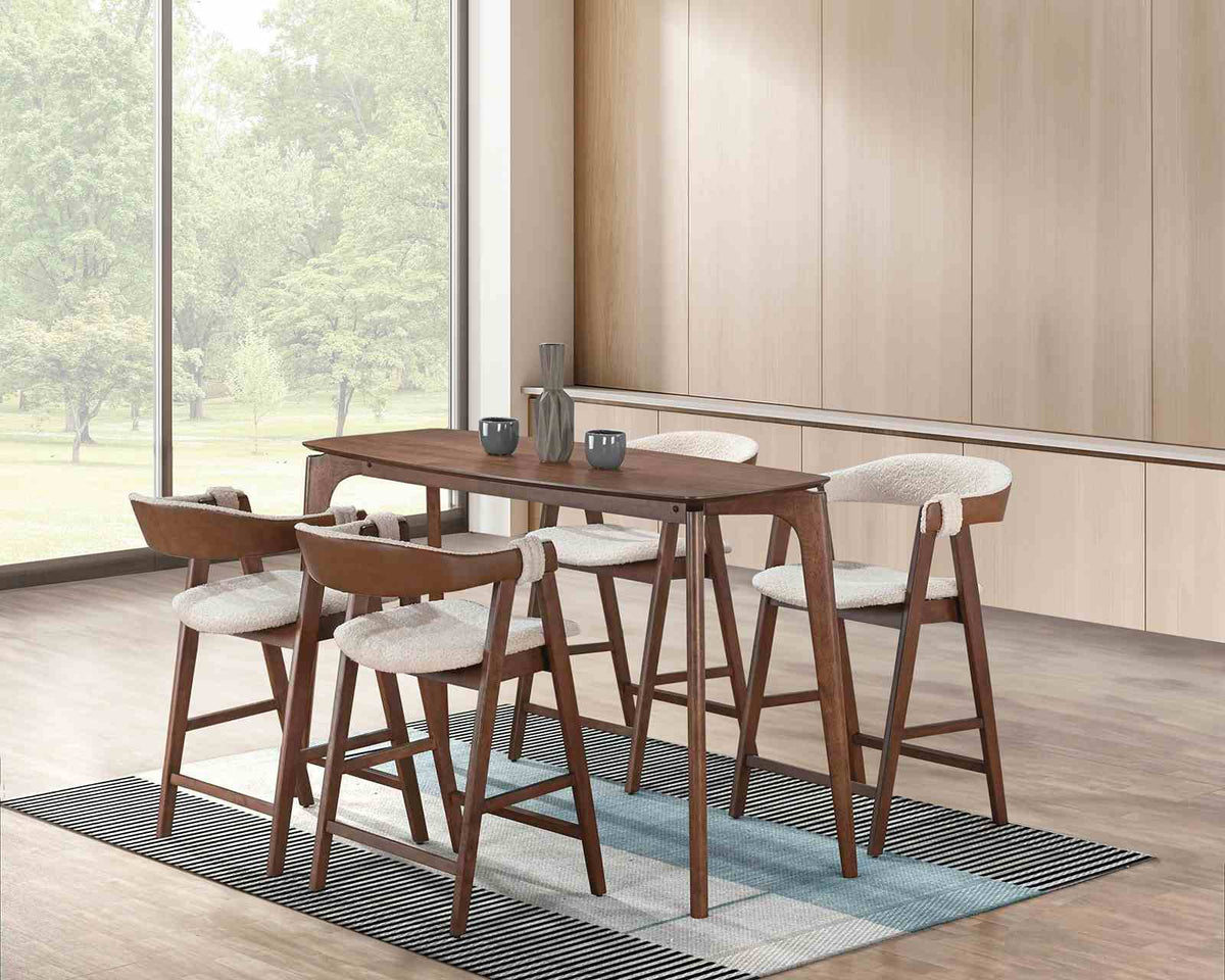 Ebikon Walnut 5 Pc Counter Ht Table Set from Furniture of America - Luna Furniture