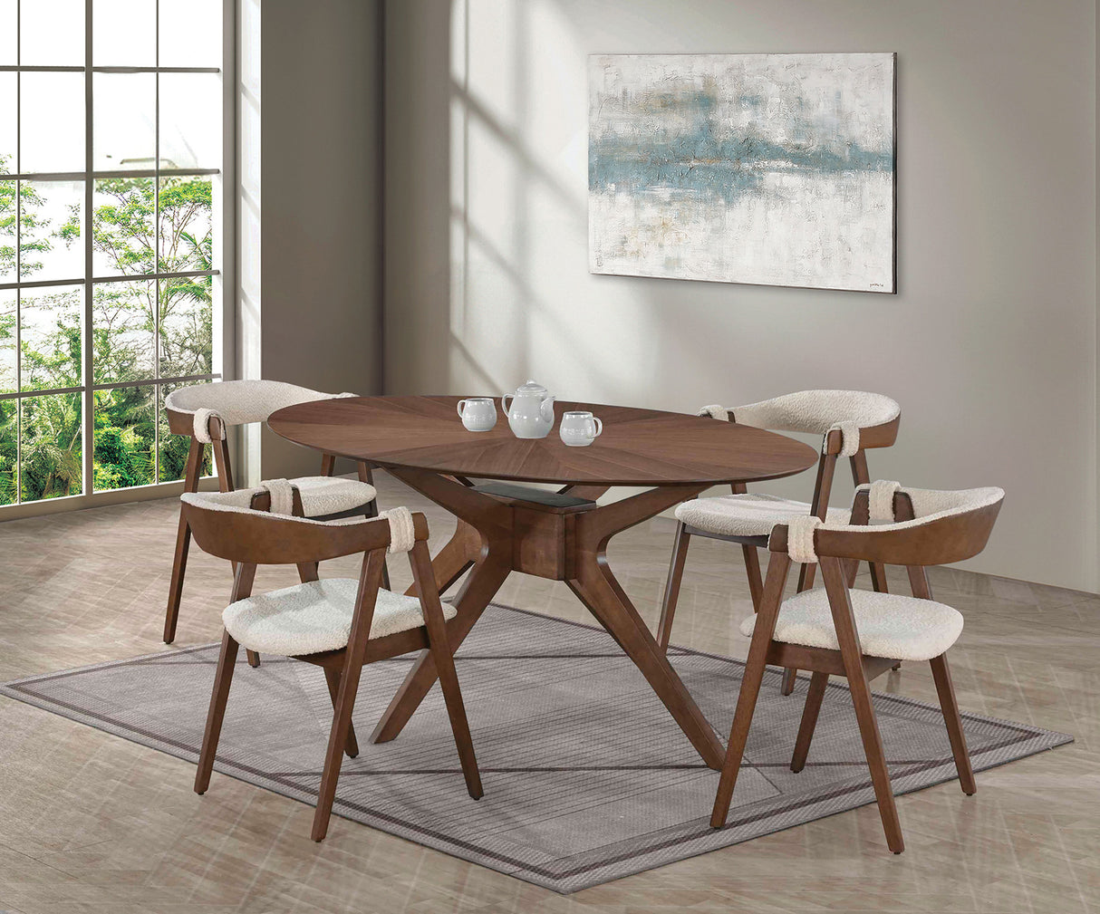 Ebikon Walnut/Beige Side Chair from Furniture of America - Luna Furniture