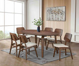 Narvik Walnut/Beige Mid-Century Dining Room Set from Furniture of America - Luna Furniture