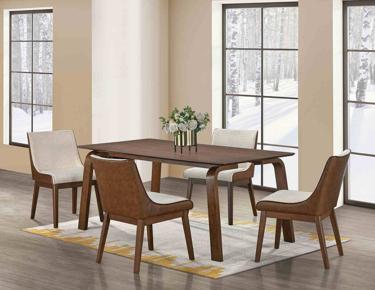 Viken Walnut 5 Pc Dining Table Set from Furniture of America - Luna Furniture