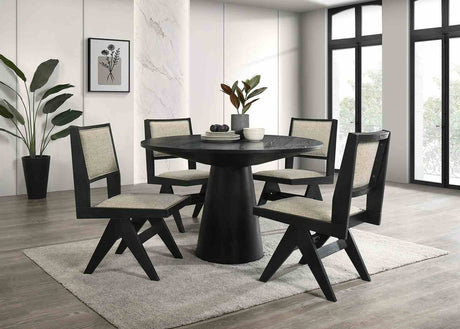Tottenham Black Contemporary Round Dining Room Set from Furniture of America - Luna Furniture