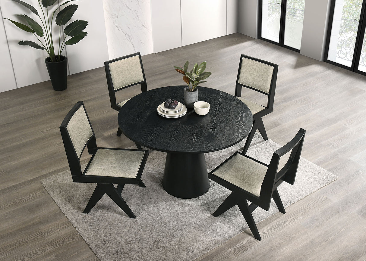 Tottenham Black Contemporary Round Dining Room Set from Furniture of America - Luna Furniture