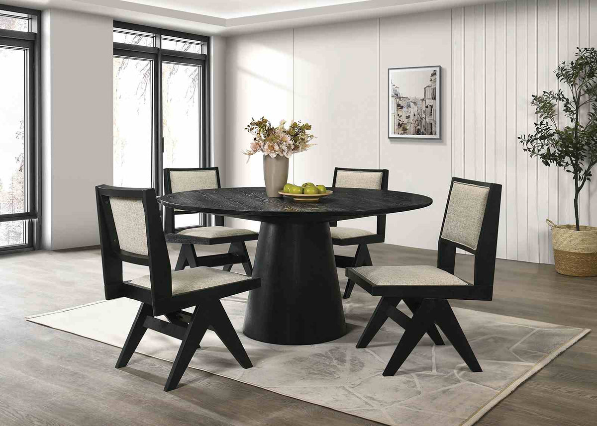 Tottenham Black 59" Round Dining Table from Furniture of America - Luna Furniture