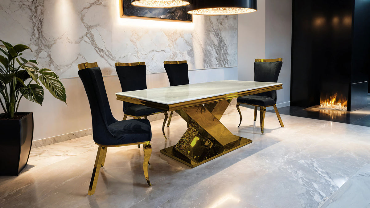 Basilicata Black/Gold Chair from Furniture of America - Luna Furniture