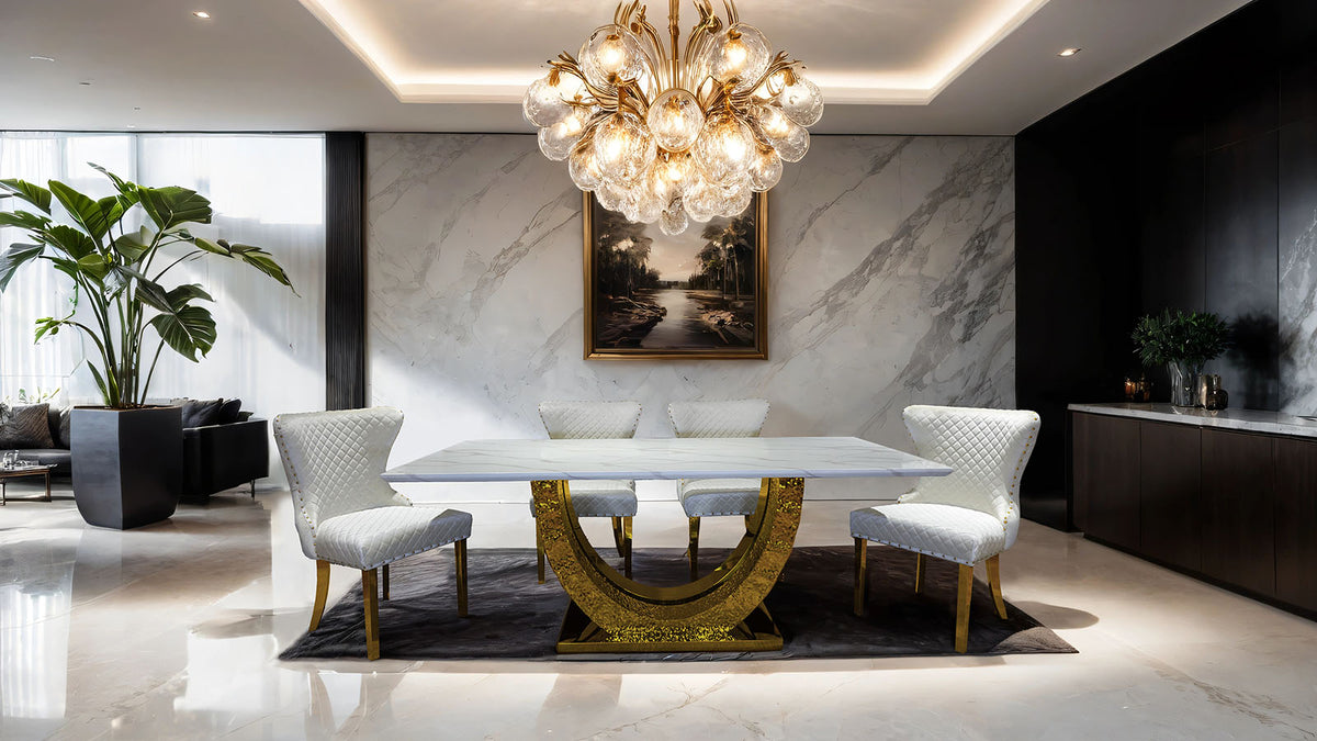 Portanova White/Gold Chair from Furniture of America - Luna Furniture