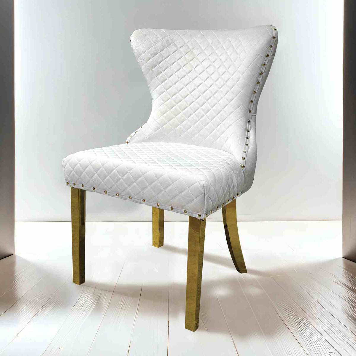 Portanova White/Gold Chair from Furniture of America - Luna Furniture