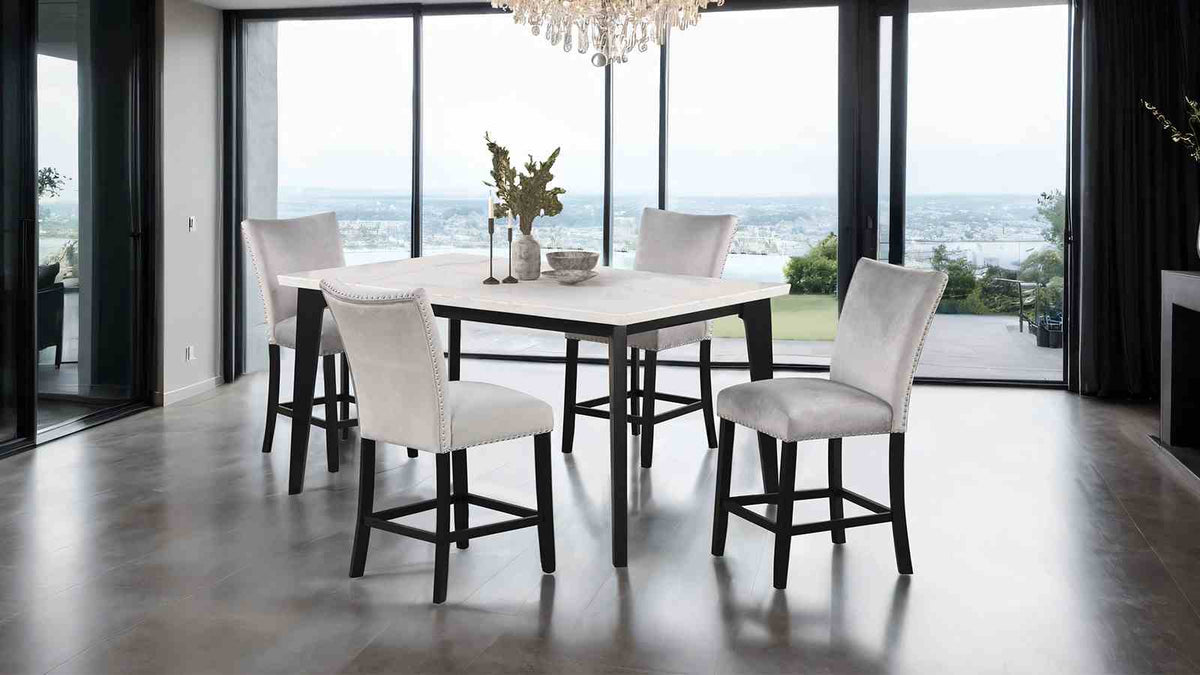 Sabro Black/White 5 Pc Counter Ht Table Set from Furniture of America - Luna Furniture