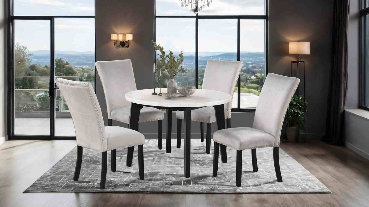 Sabro Black/White Round Dining Table from Furniture of America - Luna Furniture
