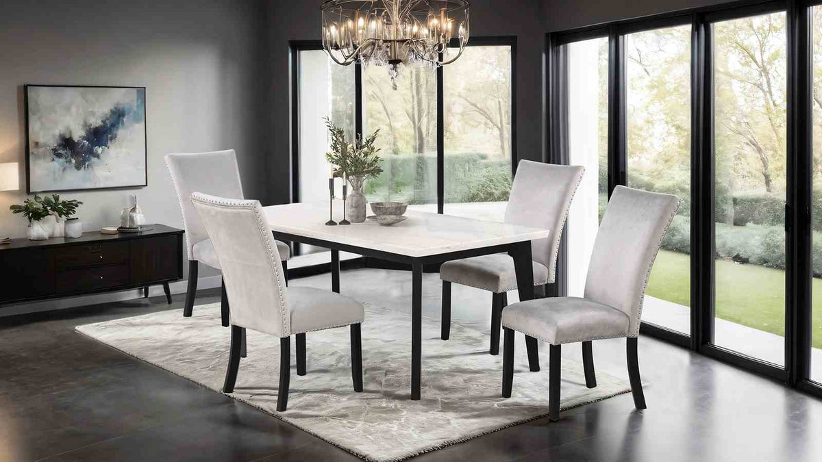 Sabro Black/White 5 Pc Dining Table Set from Furniture of America - Luna Furniture
