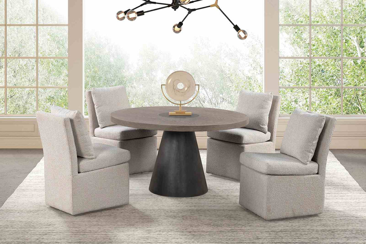 Broager Rustic Oak/Dark Walnut 5 Pc Dining Table Set (Light Gray Caster Chairs) from Furniture of America - Luna Furniture