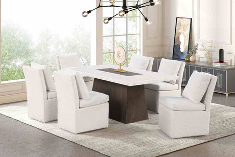 Grasten Dark Walnut/White 7-Piece Dining Room Set from Furniture of America - Luna Furniture