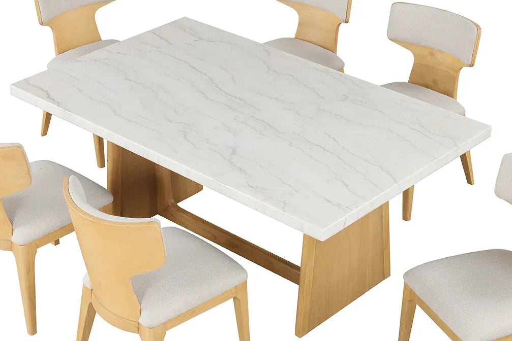 Caerwys Natural/White Dining Table