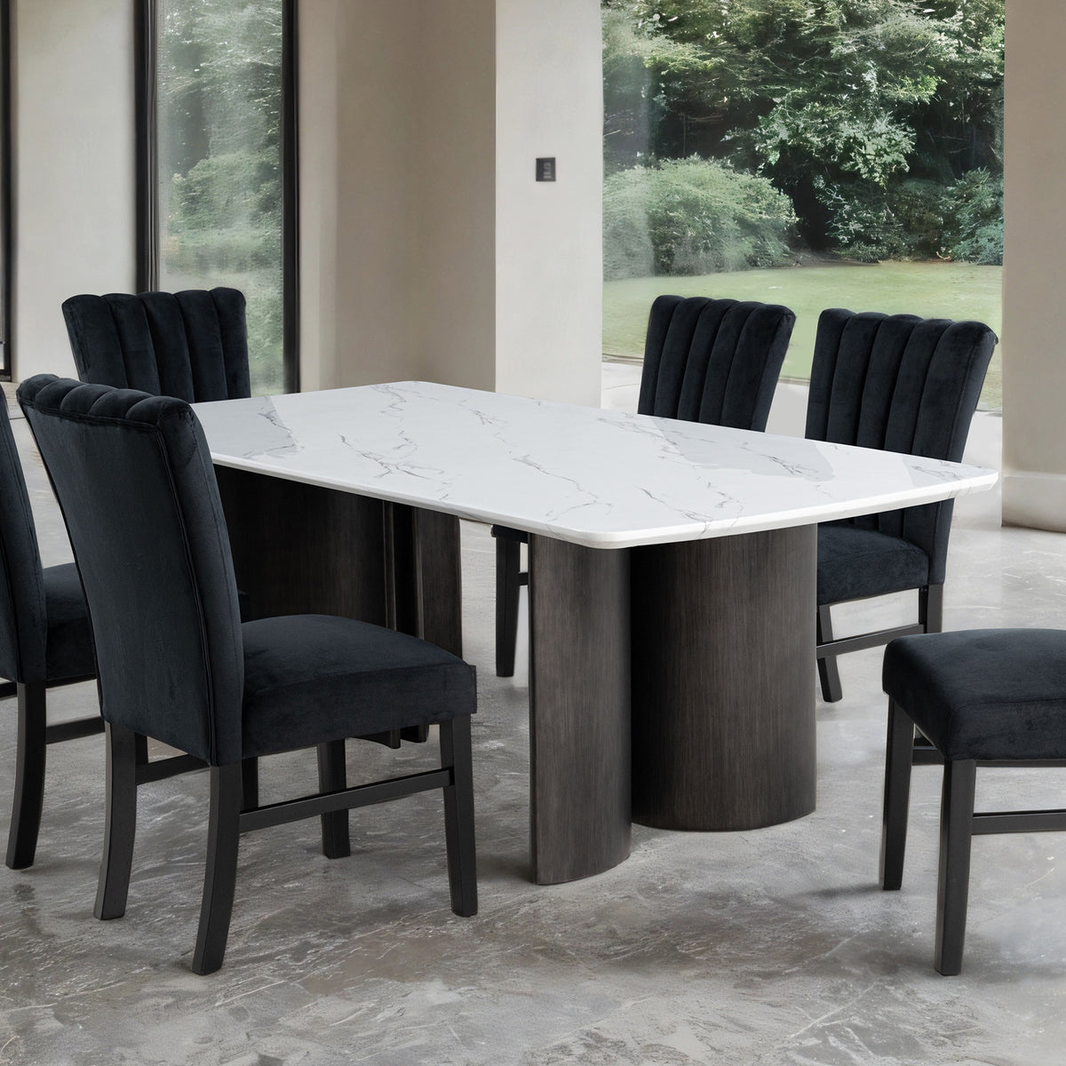 Selsey White/Black 7-Piece Dining Room Set from Furniture of America - Luna Furniture